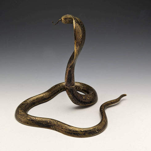 古董眼鏡蛇形黃銅懷錶架展示架高度 15 厘米